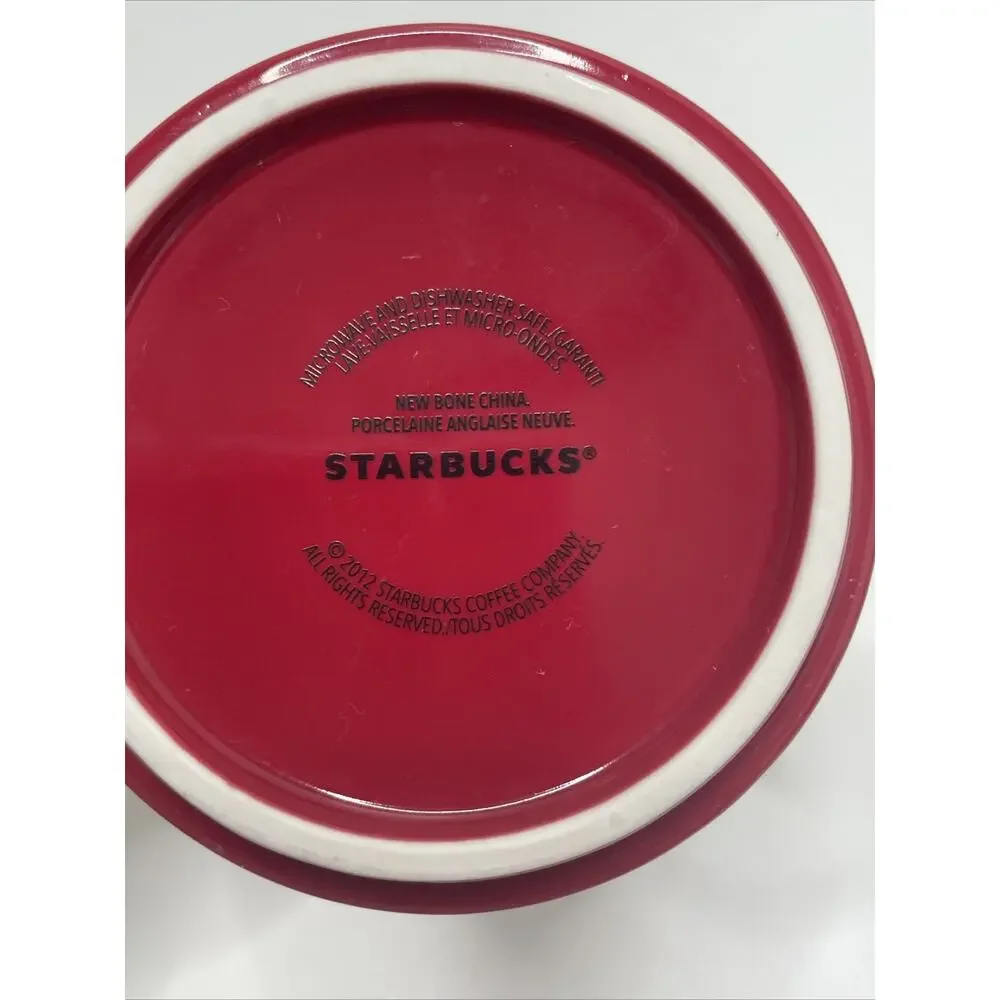 Starbucks Mug Red White Christmas Holiday Stackable 14oz Collectible 2012 Coffee